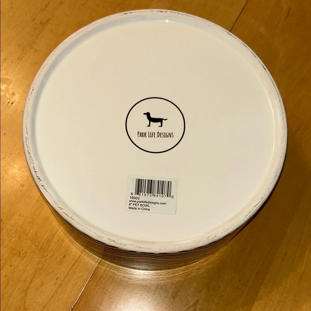 Black and White Ceramic Dog Feeder Bowl